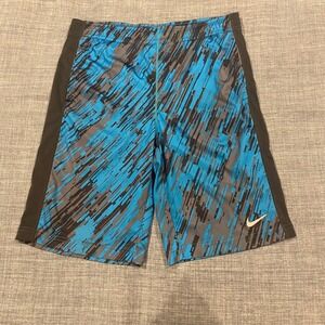 Nike Dri-FIT Mens Large Blue Grey Digital Glitch Athletic Basketball Shorts
